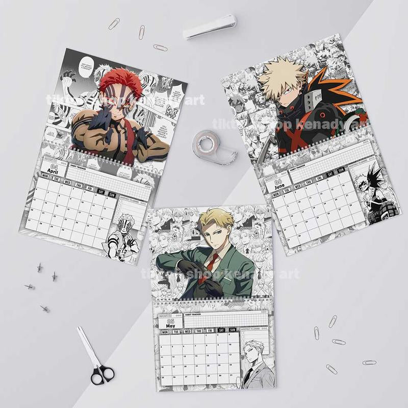 Calendario de pared 2026 estilo manga variado